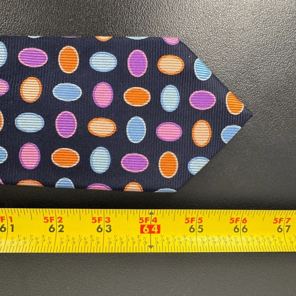 Paul Fredrick Mens Silk Tie Lot 2 Polka Dot Red Navy Blue Geometric Professional